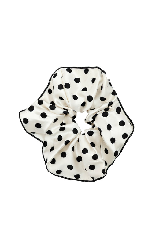 Dotty scrunchie wit-zwart