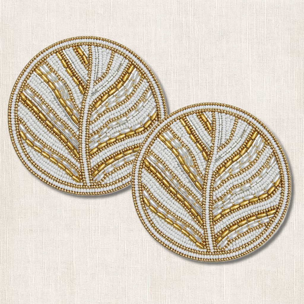 Handgemaakte feather kralen onderzetter van My Marble
