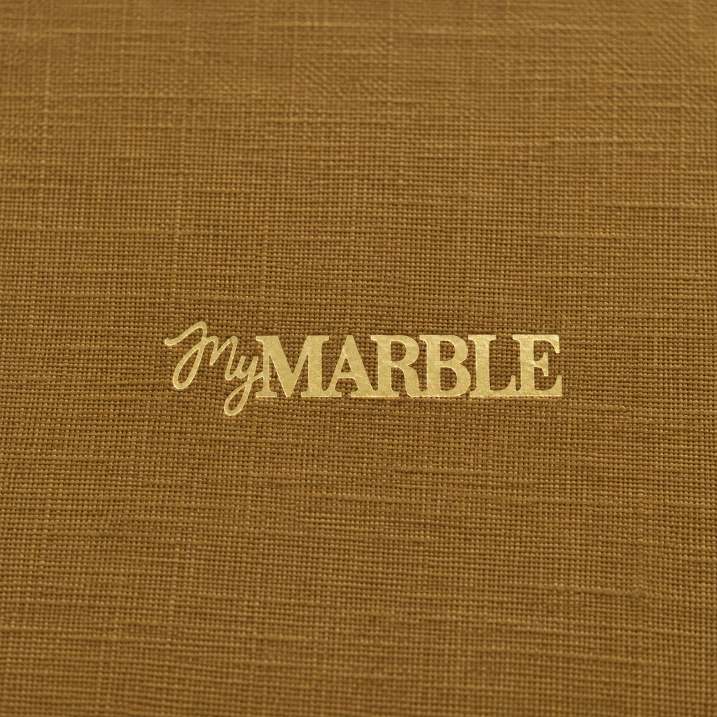 Achterkant van My Marble onderzetter met My Marble logo